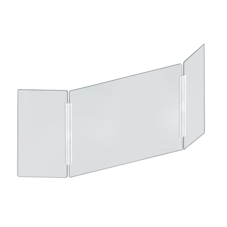 AZAR DISPLAYS Large Tri Fold Clear Acrylic Plexiglass Shield PPE 53.5”x23.5” 176194-100